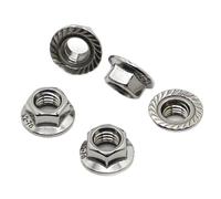 Écrous hexagonaux à bride en acier inoxydable 304, écrous de blocage automatiques à crantage(M10 5pcs)