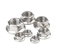 Écrous hexagonaux à bride en acier inoxydable 304, écrous de blocage automatiques à crantage(M16 X 5pcs)