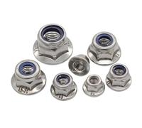 Écrous hexagonaux à couple prédominant M3 M4 M5 M6 M8 M10 M12 avec bride et avec insert non métallique Écrous à bride 3-30 pièces(M4-30pcs)