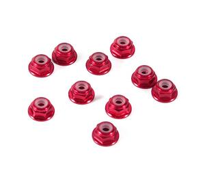 Écrous Hexagonaux Auto-bloquants, 10 PCS M2 Écrou CNC en Aluminium à Brides en Nylon Écrou de Verrouillage Auto-Verrouillage des Écrous Métalliques Rouge