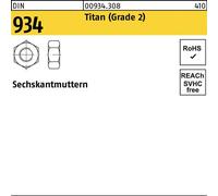 Écrous hexagonaux DIN 934 Titane Grade II M 10 Ti 009343080100000 (100 pièces)