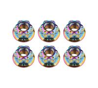 Écrous hexagonaux, Écrous hexagonaux à embase en titane M6 for accessoires de freins moto et vélo(Rainbow)