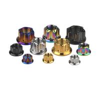 Écrous hexagonaux extérieurs fantaisie en alliage de titane M6 M8 M10 M12 M14 M16 for essieu arrière de moto(Burn blue,M6x1mm (2pcs))