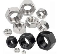 Écrous hexagonaux hexagonaux en acier inoxydable 304/acier au carbone noir, 50 pièces, M1, M1.2, M1.4, M1.6, M2, M2.5, M3, M3.5, M4, M5(Black Carbon Steel,M1.6-50pcs)