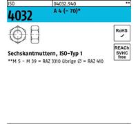 Écrous hexagonaux Reyher ISO 4032 A 4 M 39 A 4 040329400390000 (5 pièces)