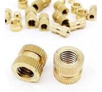 Écrous moletés à insert fileté, filetage métrique en laiton massif M2 M2.5 M3 M4 M5 M6 M8 10/25/50 pièces(25pcsxM4x6.3mmx6mm)