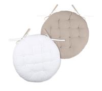 Lovely Casa Coussin de chaise rond Écru Lin réversible Ø 38 cm 100% coton