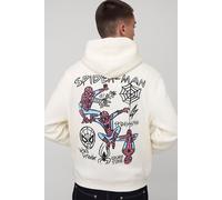 Ecru Relaxed Marvel Spiderman License Printed Hoodie homme - XL, ecru