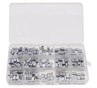 ECSiNG 200pcs Clips de Manchons en Aluminium avec Doubles Trous pour Câble 1.2mm 1.5mm 2.0mm 3.0mm Laisse Clip à Sertir