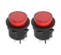 ECSiNG 2PCS Boutons Poussoirs 25Mm AC 250V 16A Interrupteur Marche/arrêt Bouton Poussoir Plat à 4 Broches Lumière Rouge Interrupteur Lumineux pour Voiture Bateau Appareils électroménagers