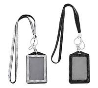 ECSiNG 2pcs Lanière Cristal Longe Collier Strass Porte-Cartes Carte Lanière Cou Sangle Titulaire de La Carte pour Photo Cartes D'identité Étudiants de Bureau