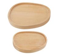 ECSiNG 2pcs Massif Fait à la Main Plateau en Bois Plateaux à Collation en Bois Plateau Ovale Assiettes de Rangement de Table Plateaux de Service Assiettes pour l'affichage des Aliments de Fête
