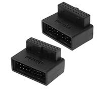 ECSiNG 2pcs USB 3.0 19/20 Broches 90 Degrés Adaptateur Mâle vers Femelle L Tourner Prise à Angle Droit pour Carte Mère d'ordinateur (1 Angle vers Le Haut et 1 Angle vers Le Bas)