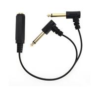 ECSiNG Câble Répartiteur 1/4" 6,35mm TRS Stéréo 1/4 Femelle vers 2 Angles Droits TS Mono 1/4 Mâle Y Câble Adaptateur Répartiteur pour Équipement de Cinéma Maison 25cm