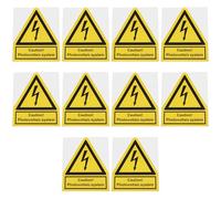 ECSiNG Lot de 10 autocollants d'avertissement d'avertissement Jaune Système photovoltaïque 10 x 12 cm pour usage électrique industriel