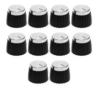 ECSiNG Lot de 10 boutons audio à pousser pour amplificateur, compatible avec Marshall Amp JCM 800 900 2000 Plexi JMP, noir et argenté