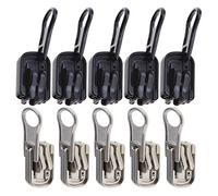 ECSiNG Lot de 10 fermetures éclair de rechange réversibles avec kit de blocage en forme de U pour tentes d'extérieur et vêtements double face (5 pièces noires et 5 argentées), coloré, 37x12mm