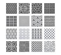 ECSiNG Lot de 16 pochoirs géométriques pour scrapbooking, carrelage, meubles, mur, sol, artisanat, dessin, fournitures artistiques, 20 x 20 cm