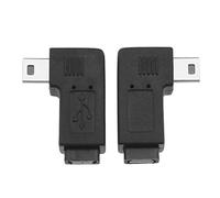 ECSiNG Lot de 2 adaptateurs Mini USB 5 broches mâle vers micro USB femelle 90 degrés coudé à gauche et à droite Connecteur de charge et de transfert de données
