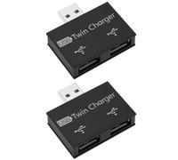 ECSiNG Lot de 2 adaptateurs USB 2.0 mâle vers 2 ports USB 2.0 - Adaptateur répartiteur de charge 1 à 2 concentrateurs USB - Double chargeur pour téléphone portable et ordinateur portable - Noir