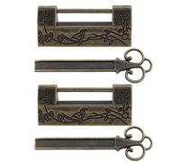 ECSiNG Lot de 2 cadenas antiques avec clés - Style chinois - Fleur - Oiseau sculpté - Verrou décoratif pour boîtes à bijoux, mini armoires, tiroirs, boîtes cadeau - Bronze