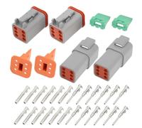 ECSiNG Lot de 2 connecteurs électriques étanches à 6 broches DT04-6P DT06-6S compatibles avec Deutsch Compatible avec DT Series 6P Prise scellée automobile