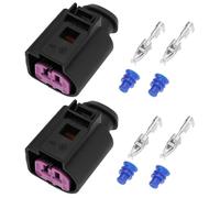 ECSiNG Lot de 2 connecteurs femelles scellés à 2 broches 1J0973772 pour alternateur compatible avec Audi compatible avec VW compatible avec Seat compatible avec Sokda