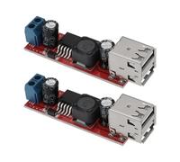ECSiNG Lot de 2 modules convertisseurs d'alimentation DC-DC 6 V-40 V vers 5 V 3 A double port USB Module convertisseur abaisseur adapté pour téléphone portable, tablette, MP3, MP4