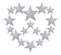 ECSiNG Lot de 24 écussons thermocollants à paillettes en forme d'étoile brillante pour bricolage, vêtements, jeans, réparation, décoration, loisirs créatifs, argent