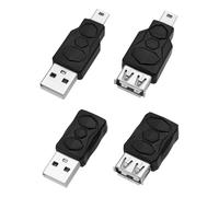 ECSiNG Lot de 4 adaptateurs USB 2.0 vers mini USB mâle vers mini USB femelle - Prend en charge le transfert de données 5 V 2 A 480 Mbps - Convient pour les ordinateurs portables et tablettes