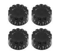 ECSiNG Lot de 4 Boutons de Vitesse Crantés pour Guitare Volume Son Tonalité pour 244 Pots à Cannelure Fine USA (impérial) à Arbre Fendu Compatible avec Gibson 25,3 X 12,4 X 6 Mm Noir