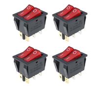 ECSiNG Lot de 4 interrupteurs à bascule rectangulaires à LED rouges 230 V 16 A pour les applications où 2 circuits doivent être commutés indépendamment
