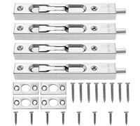 ECSiNG Lot de 4 verrous de porte encastrés en acier inoxydable poli avec vis pour portes en bois et portes en acier inoxydable