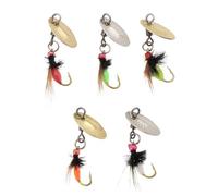 ECSiNG Lot de 5 leurres bioniques pour pêche à la mouche avec spinner pour bar, poisson, brochet, truite