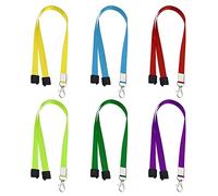 ECSiNG Lot de 6 cordons tour de cou pour porte-clé, portefeuille, carte d'identité, badge, portefeuille, sifflet avec boucle de sécurité jaune, vert, violet, rouge, orange, bleu clair