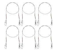 ECSiNG Lot de 6 fils de pêche en acier inoxydable de 30 cm 18 kg avec 7 brins anti-morsure avec émerillons pour pêche au brochet, leurres de prédateurs, leurres durs et souples