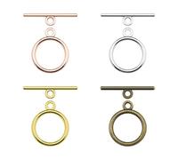 ECSiNG Paquet de 4 (80 ensembles) Fermoir à Bascule en Métal Rond Fermoir à Bascule en T Accessoires de Bijoux pour Fabrication de Bijoux à Bricoler Soi-même Collier Bracelets