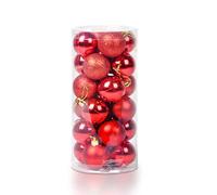 Ectkuee 24Pcs Boules de Noël décoration Ornements pour Arbre de Noël Boule, Rouge, 6cm