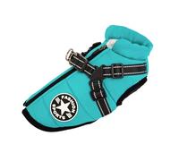 Ectkuee Manteau d'hiver Imperméable avec Harnais pour Chien Veste Costume Chaud Vêtements Chiot Animaux Gilet Réfléchissant Coupe-Vent pour Petit Moyen (Anneau en D Durable)-Bleu Ciel S