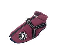 Ectkuee Manteau d'hiver Imperméable avec Harnais pour Chien Veste Costume Chaud Vêtements Chiot Animaux Gilet Réfléchissant Coupe-Vent pour Petit Moyen (Anneau en D Durable)