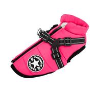 Ectkuee Manteau d'hiver Imperméable avec Harnais pour Chien Veste Costume Chaud Vêtements Chiot Animaux Gilet Réfléchissant Coupe-Vent pour Petit Moyen (Anneau en D Durable)-Rose L