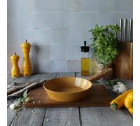 Poele / sauteuse Ogo POELE ECTOR 28 CM EN ALUMINIUM REVETEMENT CERAMIQUE JAUNE AVEC MANCHE EN BOIS