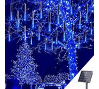 EctronyX Guirlande Lumineuse Solaire Extérieur, 8 Tubes Météore de 30 cm avec 144 LEDs, IP65 Imperméable pour Noël, Jardin, Fête, Mariage, Décoration Intérieure et Extérieure