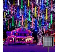EctronyX Guirlande Lumineuse Solaire Extérieur, 8 Tubes Météore de 30 cm avec 144 LEDs, IP65 Imperméable pour Noël, Jardin, Fête, Mariage, Décoration Intérieure et Extérieure