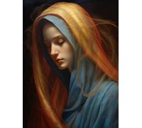 ECUCU 11CT Cross Stitch Embroidery Starter Kit, Peinture à l'huile de portrait de la Vierge Marie, K Kit de Couture à la Main Canevas Broderie Point de Croix Kit Complet Adulte Debutant