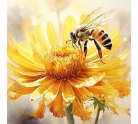 ECUCU 5D Diamant Peinture Kits, Abeille sur pétales de fleurs, B DIY Diamond Painting Kits Point De Croix Broderie Diamond Paint by Numbers Kits Salon Chambre Décoration