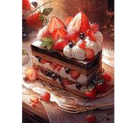 ECUCU 5D Diamant Peinture Kits, Délicieuse Pâtisserie Gâteau Aux Fraises,A DIY Diamond Painting Kits Point De Croix Broderie Diamond Paint by Numbers Kits Salon Chambre Décoration