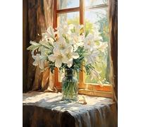 ECUCU 5D Diamond Painting, Fleur de lys en fleurs dans un vase, Peinture Diamant Diamond Painting Kit Complet, Peinture Diamant