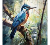 ECUCU 5D Diamond Painting, Martin-pêcheur bleu sur branche, R Diamant Painting Diamant Broderie Diamant Kit Complet, Peinture Diamant Diamond Painting Kit Complet