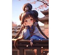 ECUCU Broderie Point De Croix Kit Complet Beau Costume Ancien Petite Fille Imprimé Point De Croix,A Motif Coloré Estampillé Avec Motif Imprimé